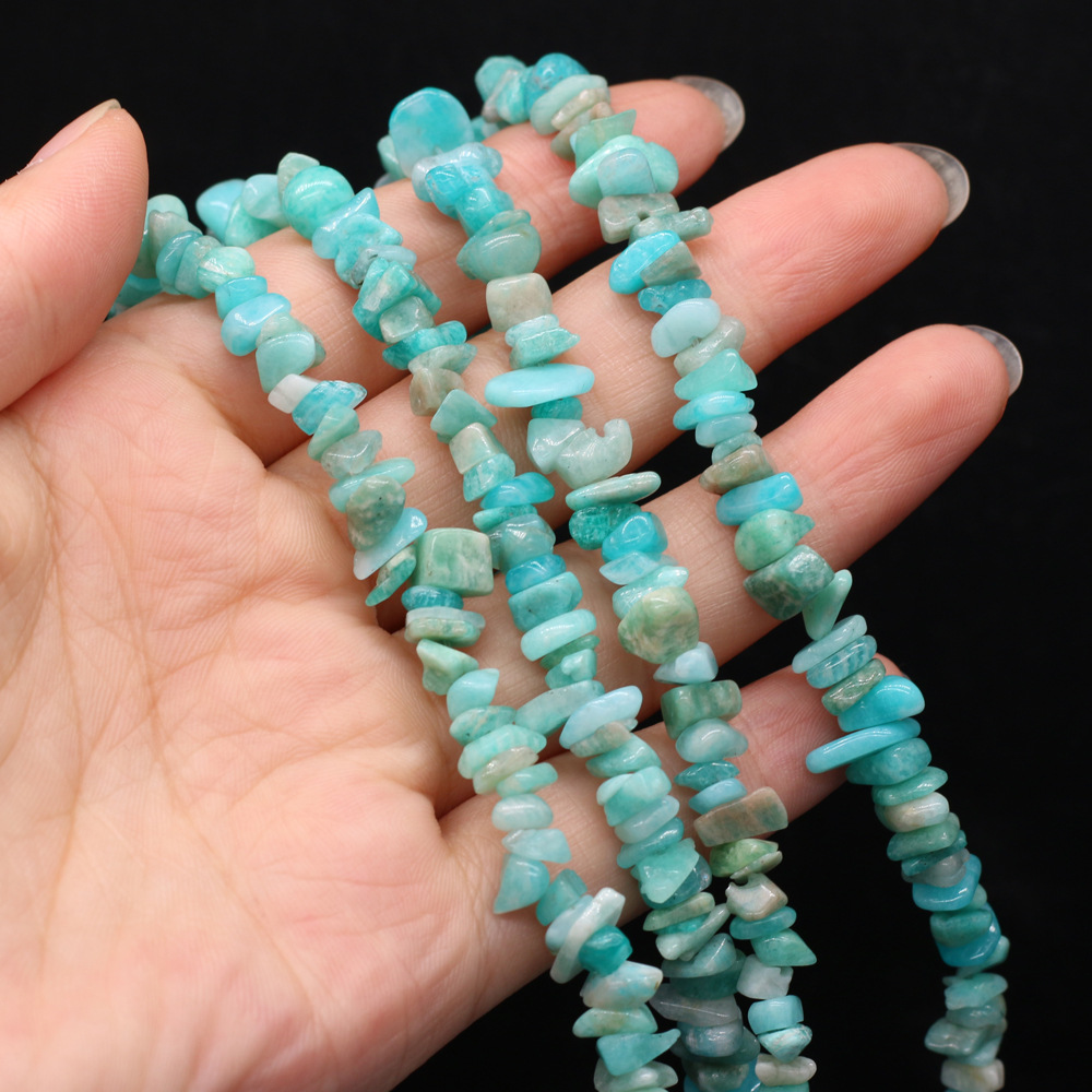 Natural crushed stone green Dongling blue pine raw stone beads with holes semi-finished DIY jewelry handcrafted accessories wholesale pic 20