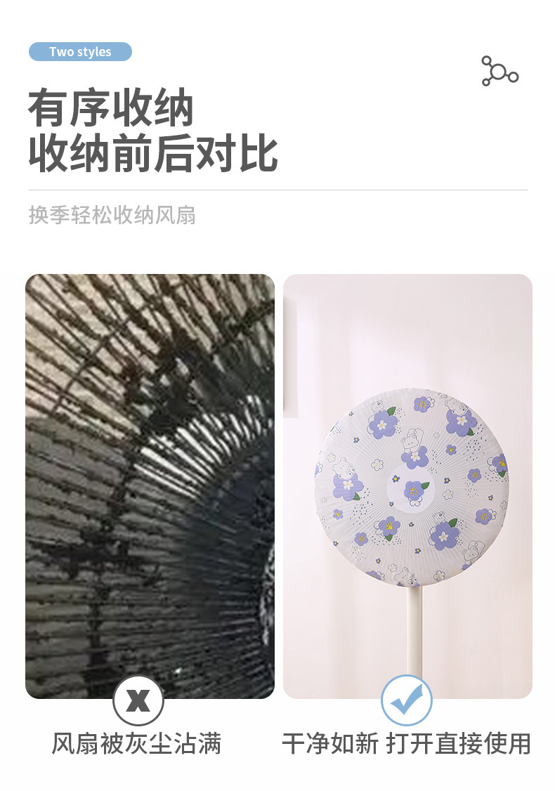 【 Chi Jia 】 Round-head fan dust cover, dust-proof and water-proof fan protection cover, household appliance protection case pic 3