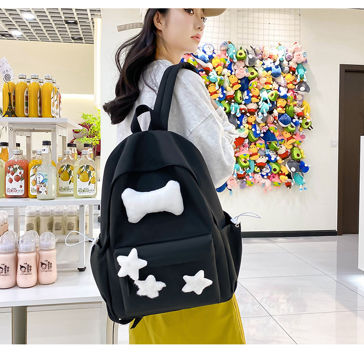 可爱少女小众自制五角星双肩包百搭大学生书包女休闲高中背包详情30