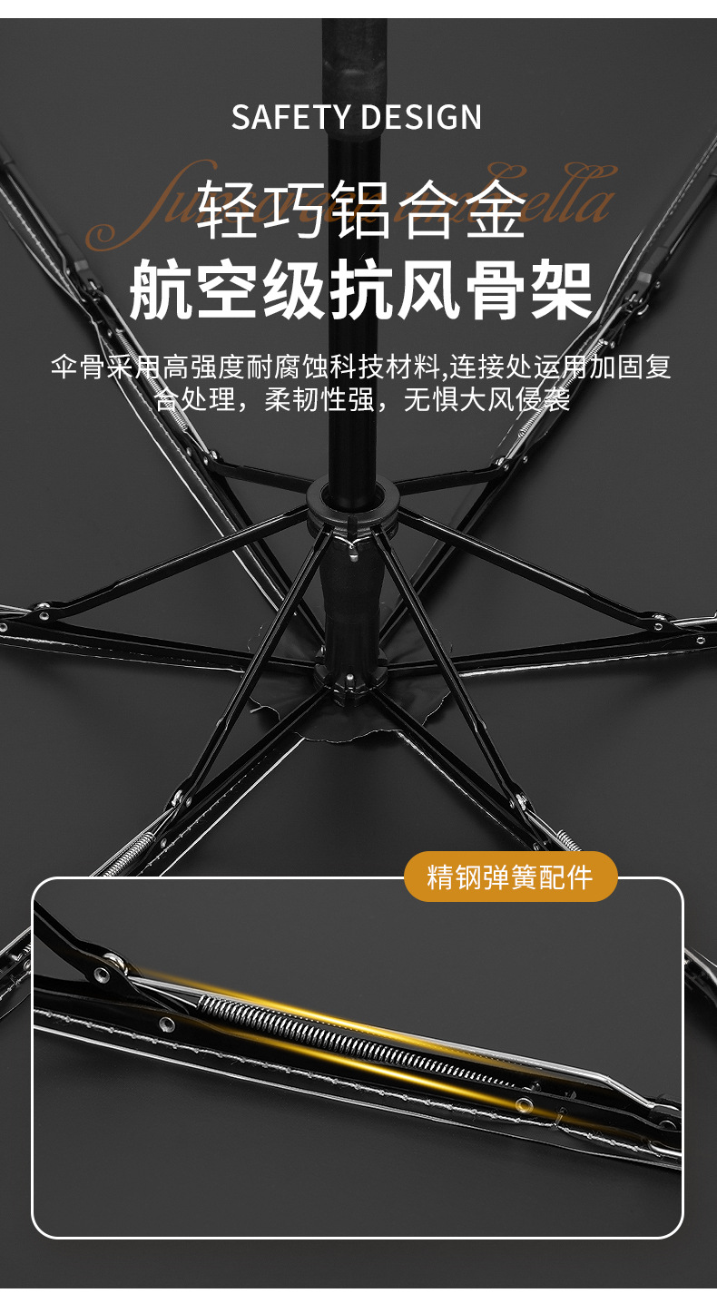 便携小巧超轻碳纤维羽毛伞手动自动轻便太阳伞三折晴雨伞两用批发详情23