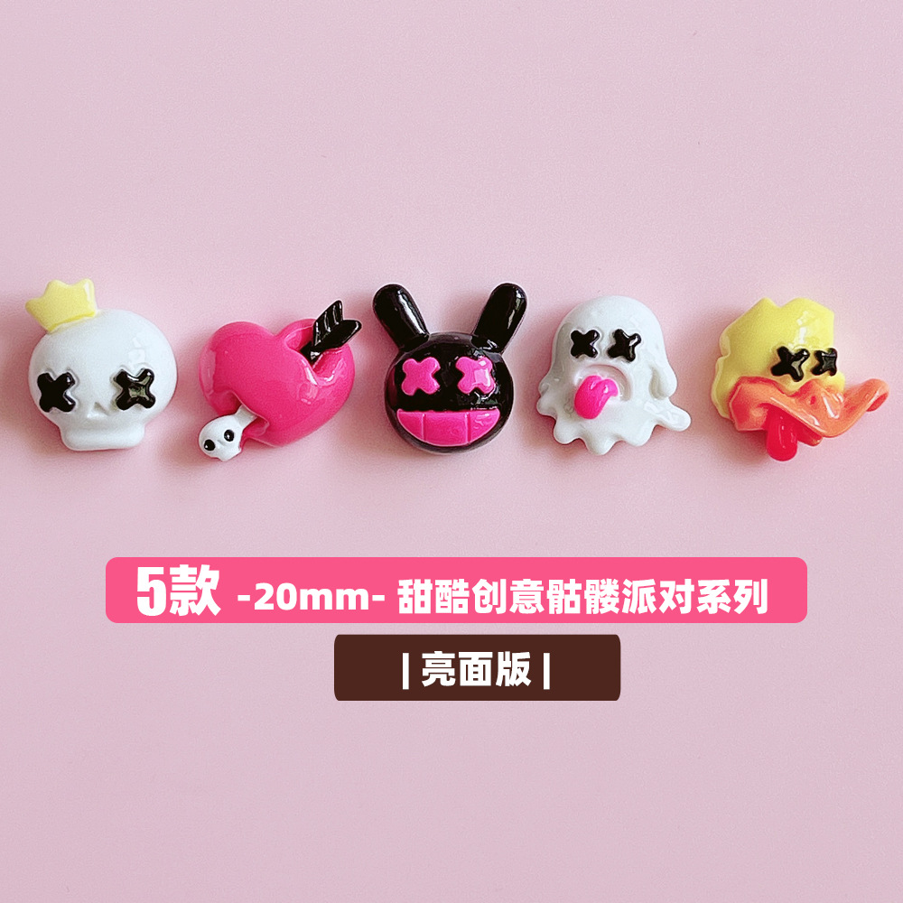 XN Sweet and Cool Creative Skull Party diy Resin Jewelry Accessories Handmade Hair Clip Pendant Jewelry Material stickers pic 4