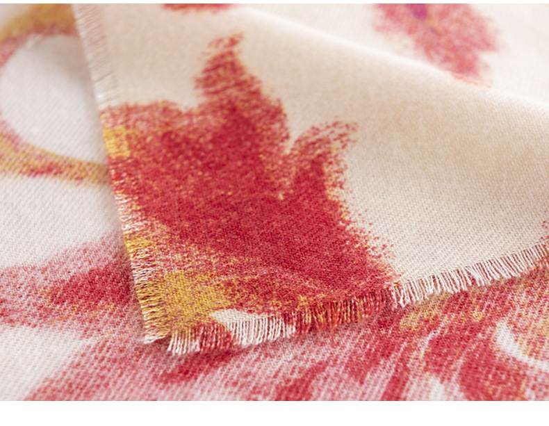 The new 2024 faux cashmere scarf, a winter floral shawl for women, and a warm scarf in the style of a national trend and elegant socialite pic 17