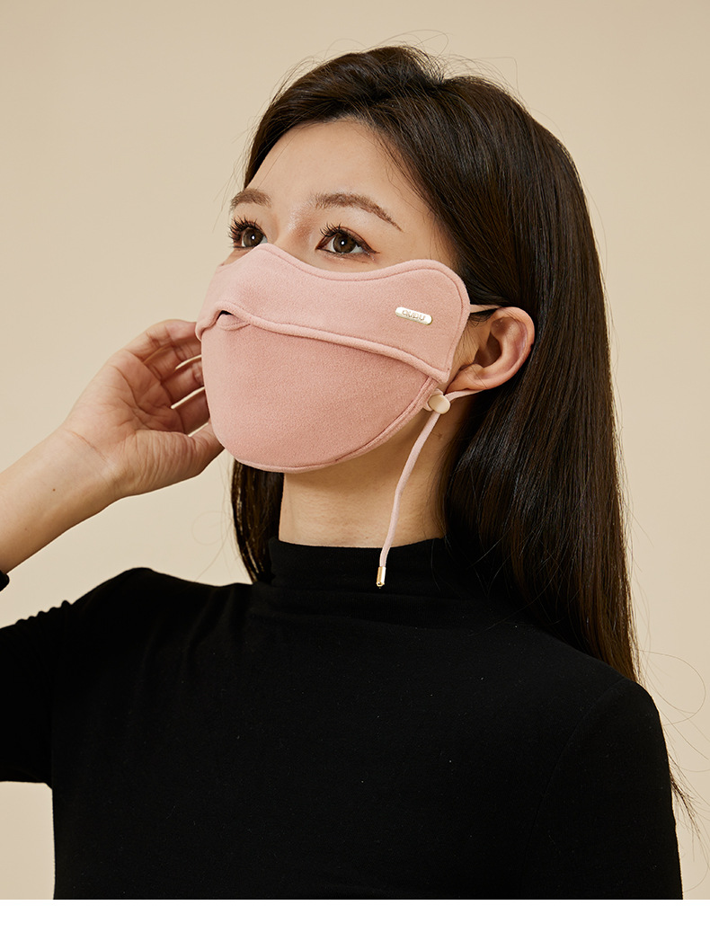 新款时尚保暖口罩可水洗奥绒亲肤透气3D修容显脸小防风骑行面罩冬详情22