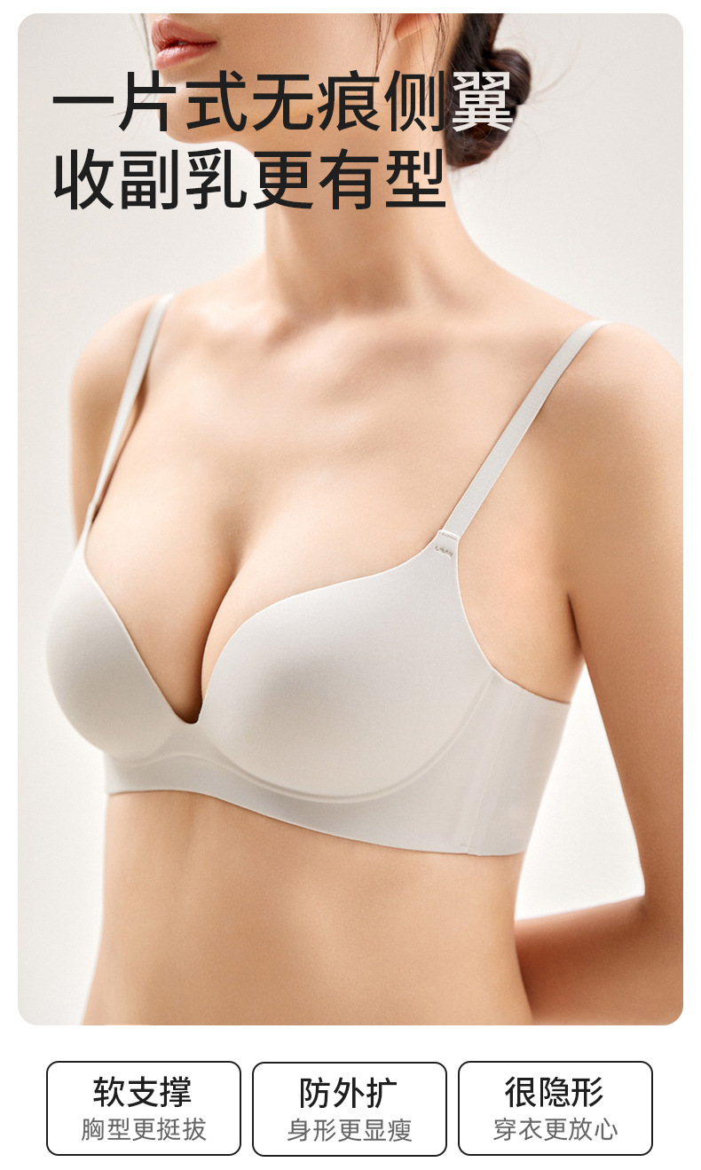 阿诗蜜防外扩小胸显大交叉美背果冻聚拢薄款无痕露背内衣文胸女详情2