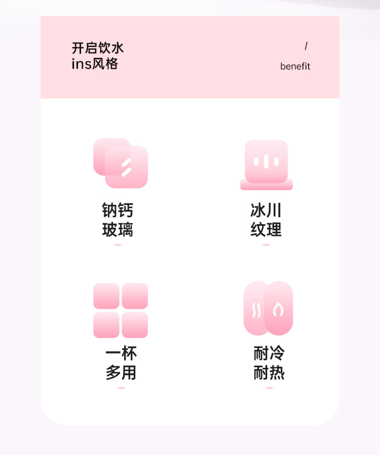 ins风高颜值 冰川玻璃杯泡茶水杯子伴手礼批发货源早餐牛奶福利品详情2
