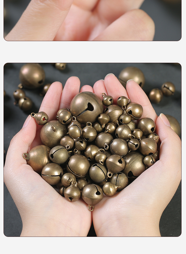Bells, brass bells, bronze single-character bell pendants, small pendants, diy ornaments, Christmas raw copper bells pic 40