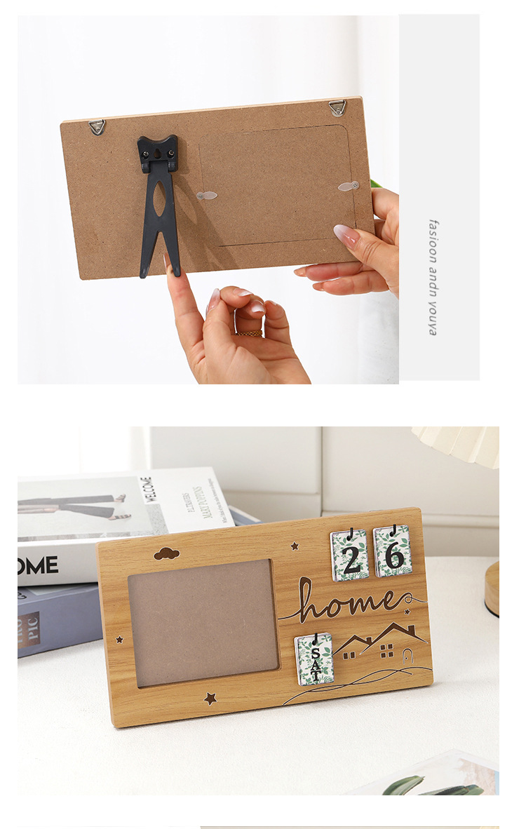 现货新款跨境家居装饰拍照纪念木制相框桌面立式摆件挂件照片墙详情5