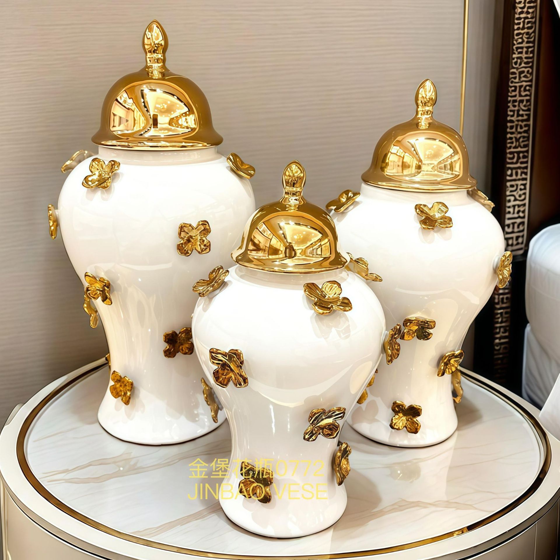 Nordic creative ceramic vases, rotating aesthetic ornaments, high-end living room entrance hall tabletop, dining table, dried flower decorations pic 47