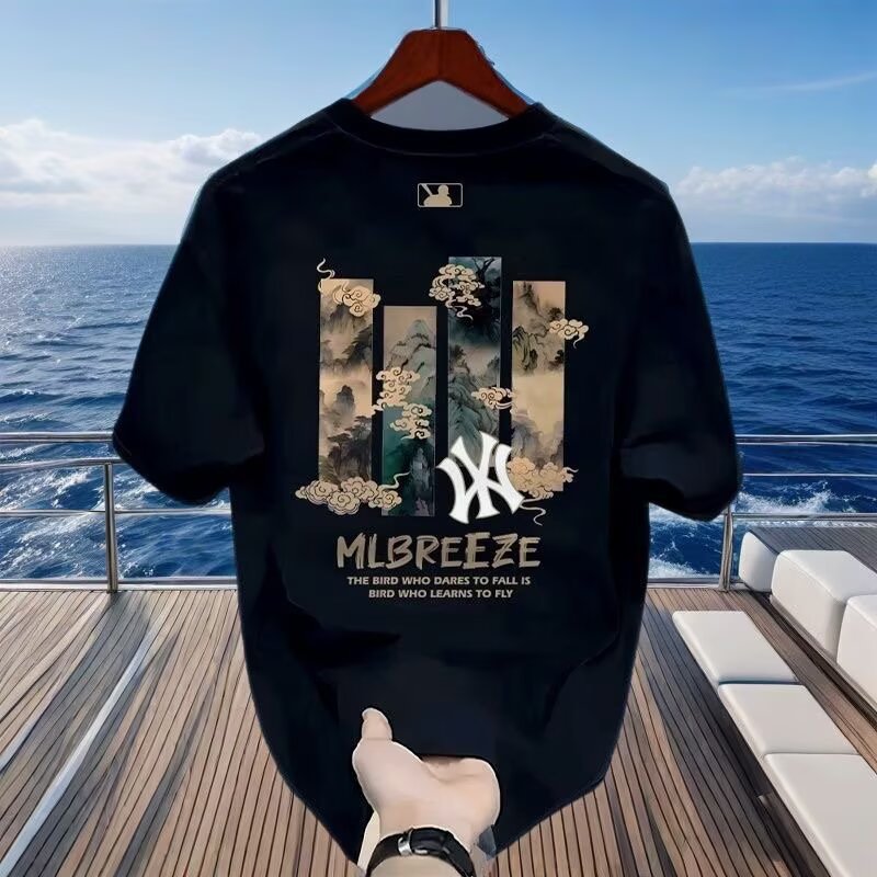 National trendy summer 2025 camiseta de manga corta hombre estampado cuello redondo cuerpo adolescente legging suelto camiseta pic 23