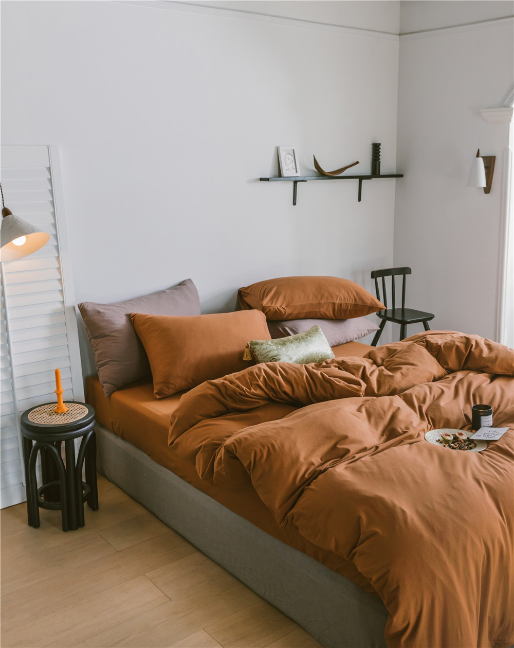 ins Japanese-style solid color all-cotton knitted cotton four-piece set, skin-friendly nude sleeping plain double-layer Indian cotton bed sheet pic 29