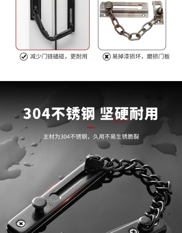 酒店铁质加粗防盗链加厚铁质门栓带扣门链宾馆酒店门扣插销锁头详情2