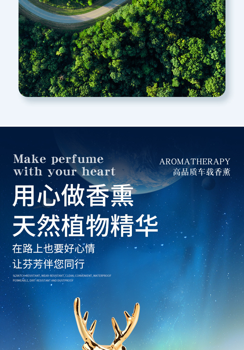 New car aroma diffuser, safe journey, creative deer car decoration, solar car perfume display on the center console pic 11