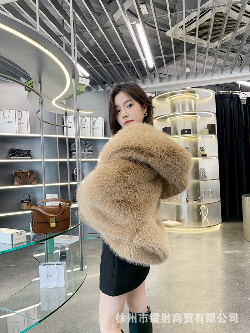 2023新款街头狐狸毛外套女潮人造皮毛秋冬加厚海宁时尚皮草外套女详情5