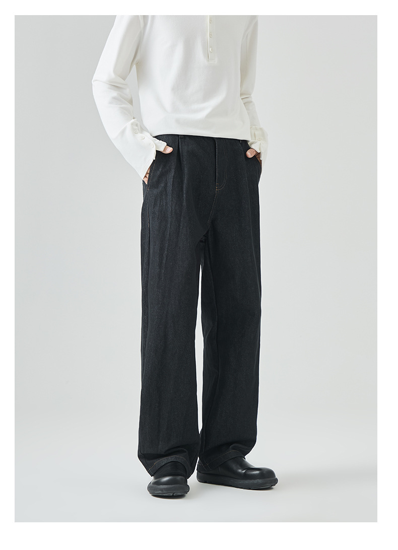 APO男装|跨境牛仔裤男款美式高街秋季潮牌痞帅宽松直筒休闲长裤子详情28