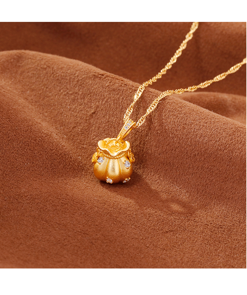 Hyacinth nuevo estilo chino oro pequeño fufu bag colgante collar delicado alto nivel de apariencia diseño de nicho ligero moda de lujo cadena de clavícula versátil pic 4