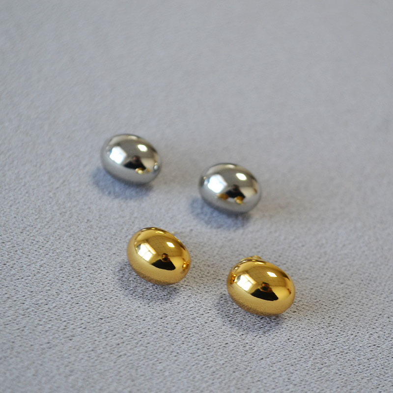 日韩小众简约椭圆黄铜镀金冷淡风时尚气质百搭高级感925银针耳钉详情5