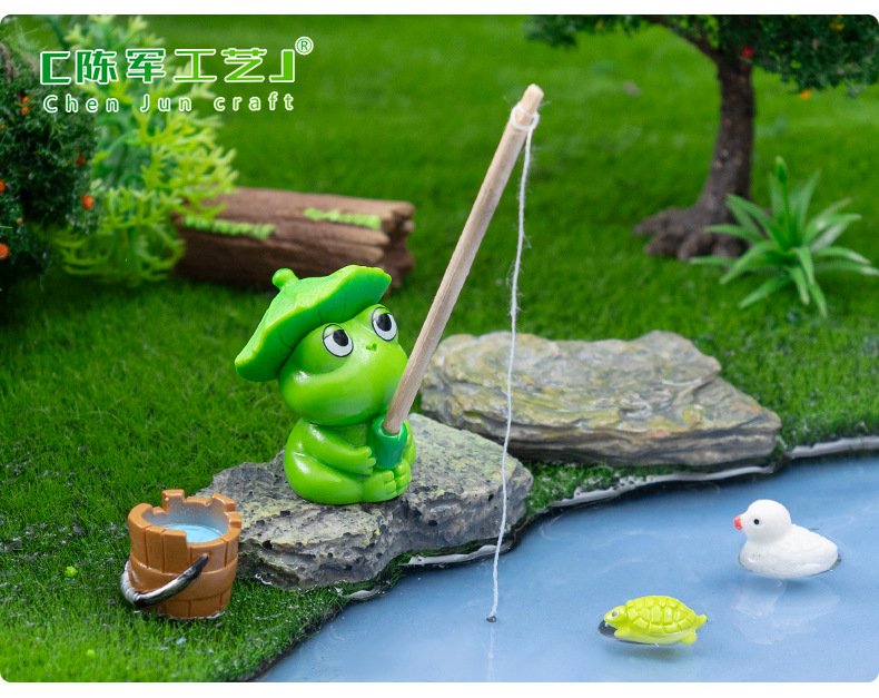 Creative fishing fish, frog, panda figurines, cute fish tank landscaping diy decorative accessories, micro-landscape small ornaments pic 7