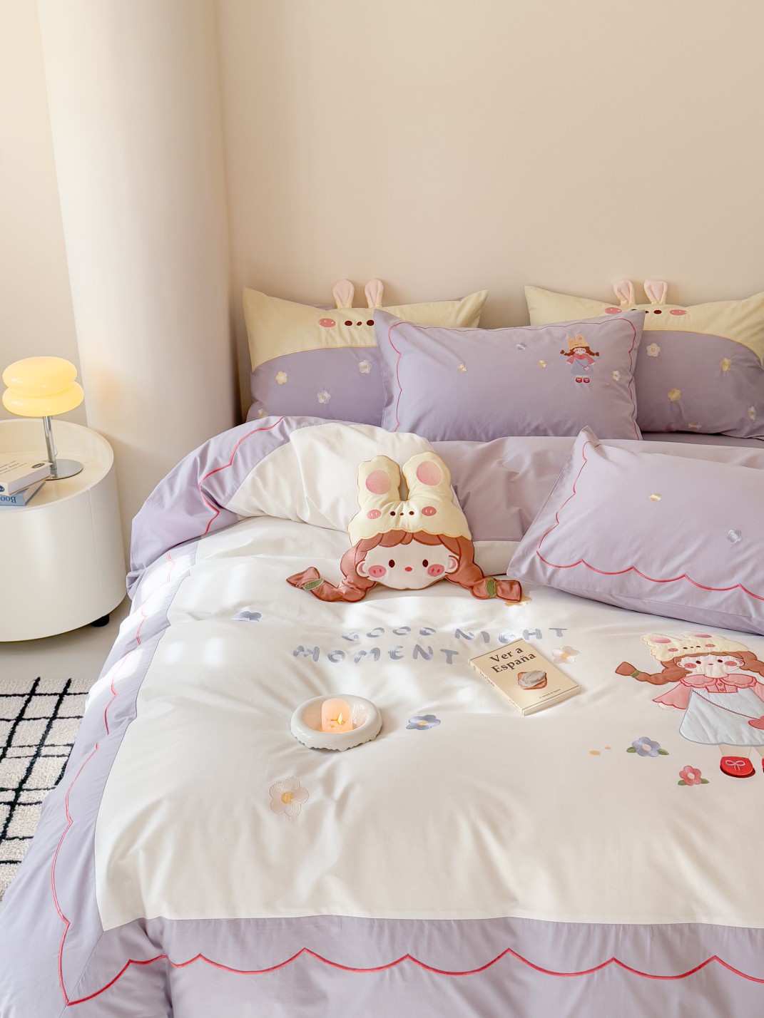 儿童卡通可爱刺绣水洗棉三四件套被套床单公主女孩床上用品详情17