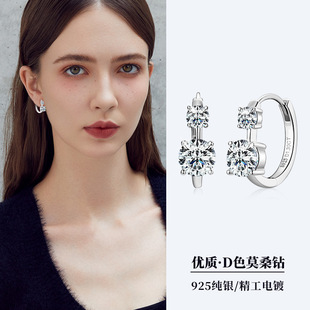 跨境欧美ins风长款流苏莫桑石耳环女高级感925纯银外贸耳饰品批发详情6