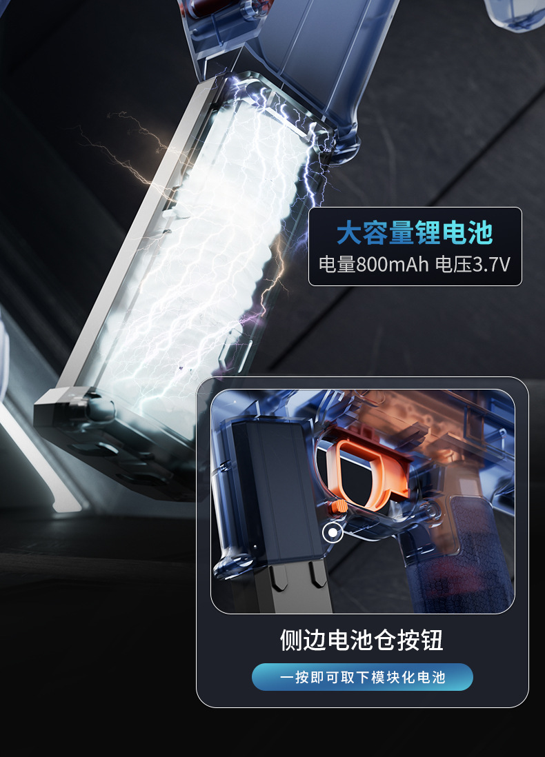 MK3 Fire Dance Water Gun toy: Large-capacity cool flash light linkage pulse self-priming electric continuous fire water gun pic 17