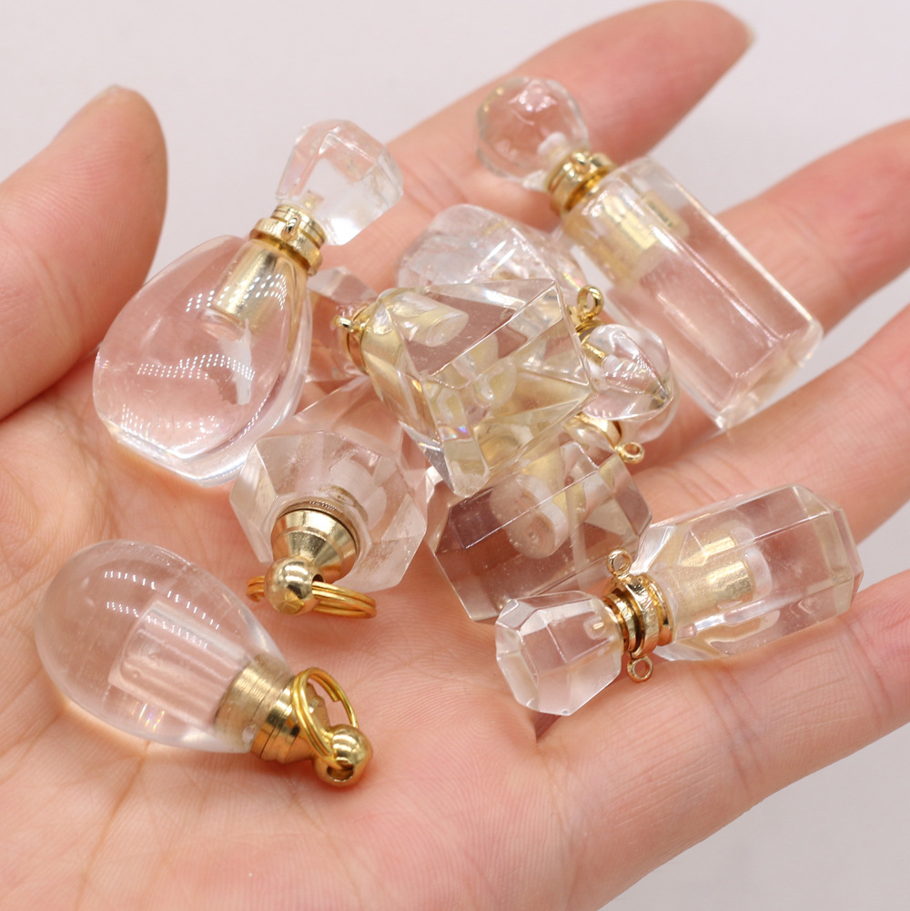 Exquisite natural semi-precious stone perfume bottles, white crystal, various shapes, DIY accessories, fashionable and exquisite wholesale production pic 9