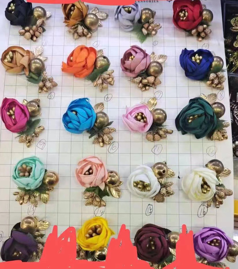 立体布艺花朵手工DIY 装饰花箱包辅料配件花心详情7