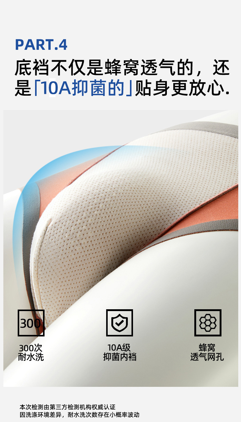 100支双面莫代尔托玛琳男士内裤莫代尔中腰无痕10A抑菌透气三角裤详情6