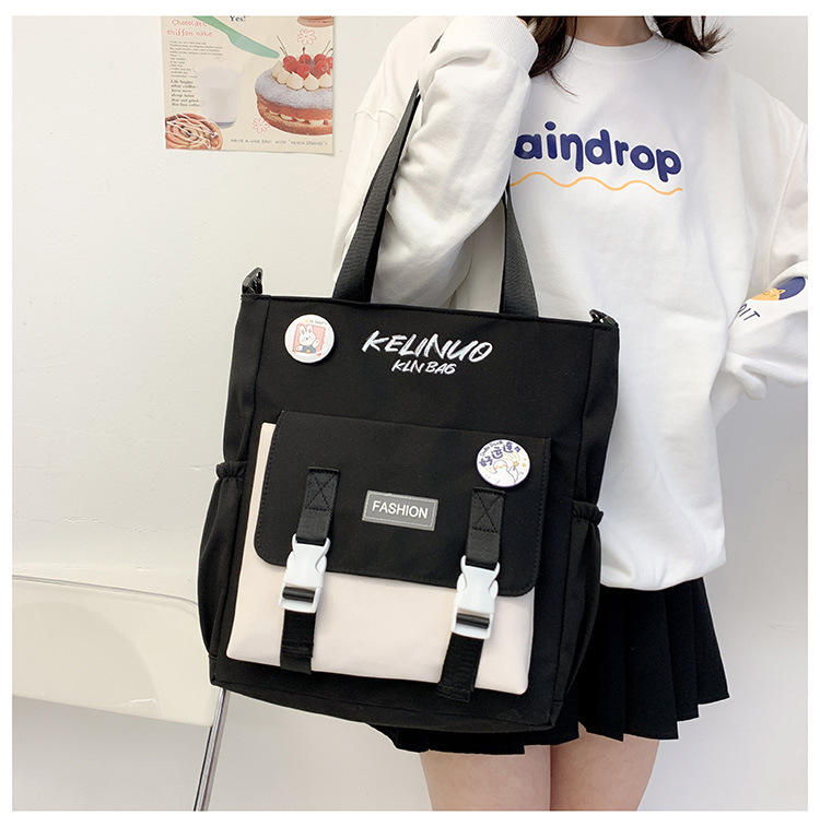 书包女ins森系单肩包学生帆布包清新简约斜挎包大容量装书手提袋详情29