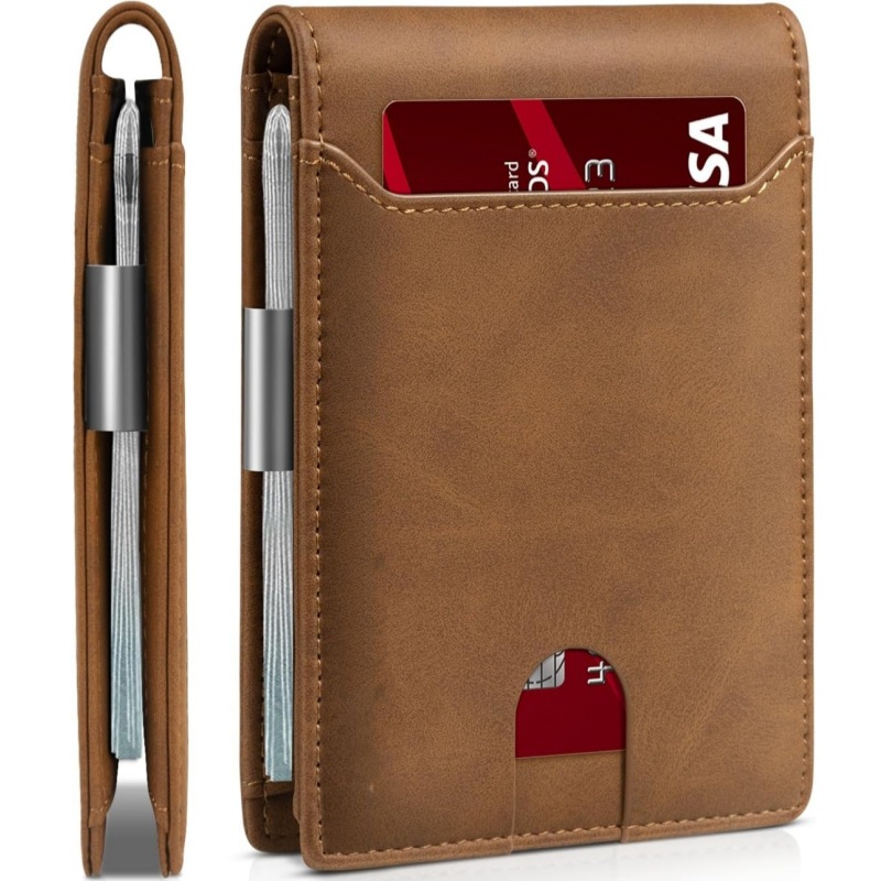 现货欧美碳纤维男士卡包简约皮夹钱包男翻盖二折超薄男士钱包跨境详情12