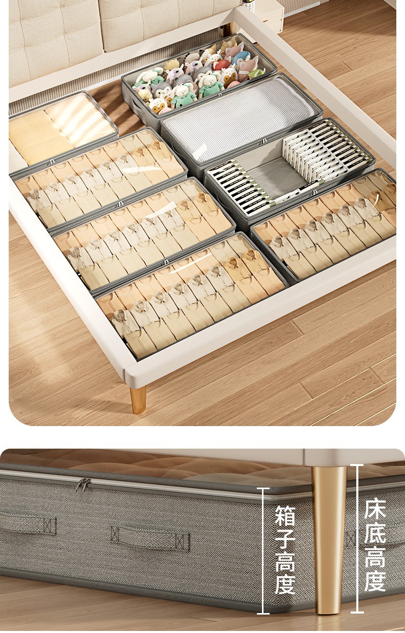 Transparent under-bed storage box, foldable household clothing and quilt storage bag, large-capacity moving packing bag pic 5