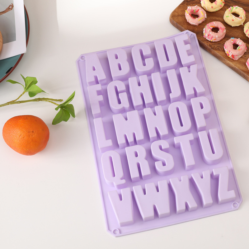 26-piece alphanumeric symbol mold, handcrafted chocolate dessert baking cake decoration tool, epoxy resin mold, silicone pic 1