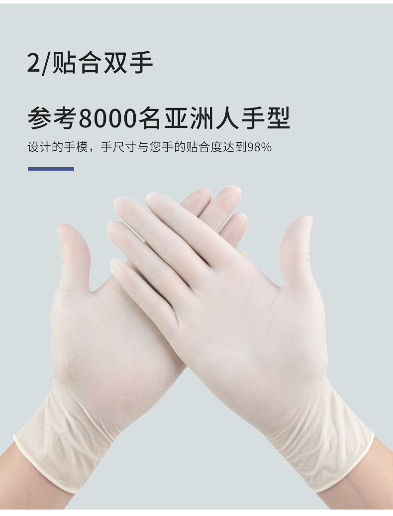 无粉加厚耐用防滑橡胶手套美容院食品厂实验室专用一次性乳胶手套详情9