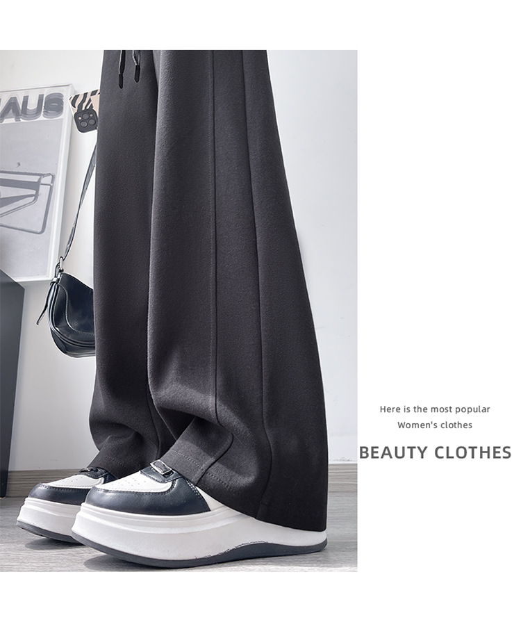 加绒香蕉裤女2025新款秋冬运动卫裤小个子高腰显瘦直筒窄版阔腿裤详情25