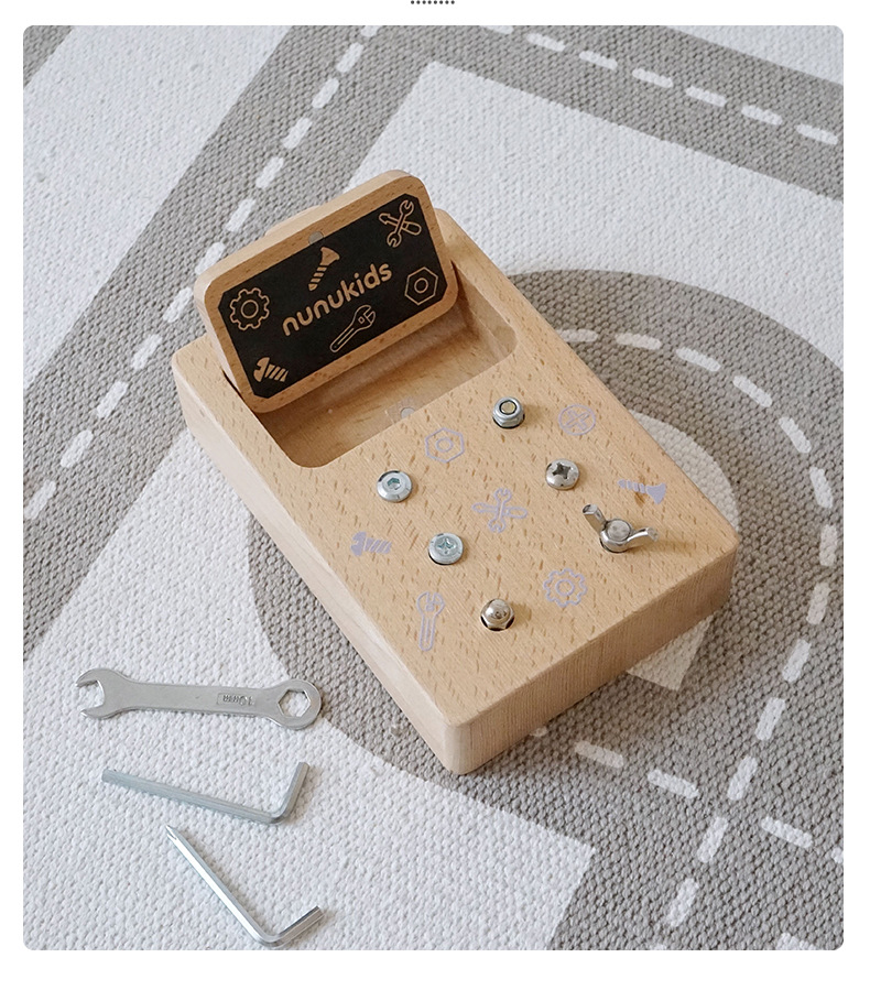 跨境木制儿童早教立体解锁忙碌小方块宝宝忙碌板玩具批发详情111