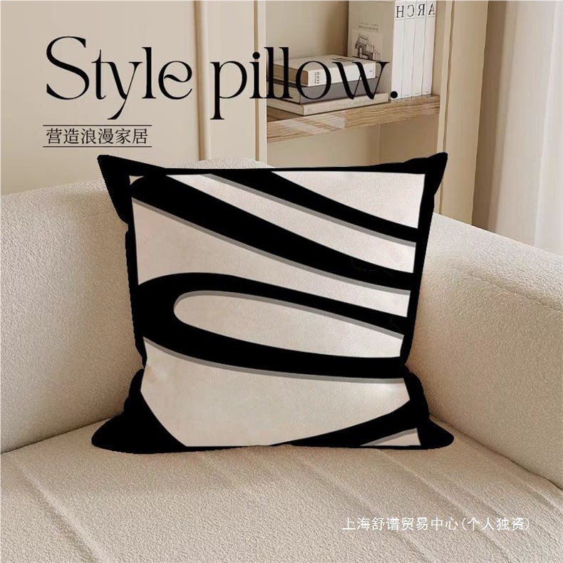 Nordic light luxury high-end cushions, French retro cushions, black and white abstract art sofa cushions, bedroom cushions pic 8