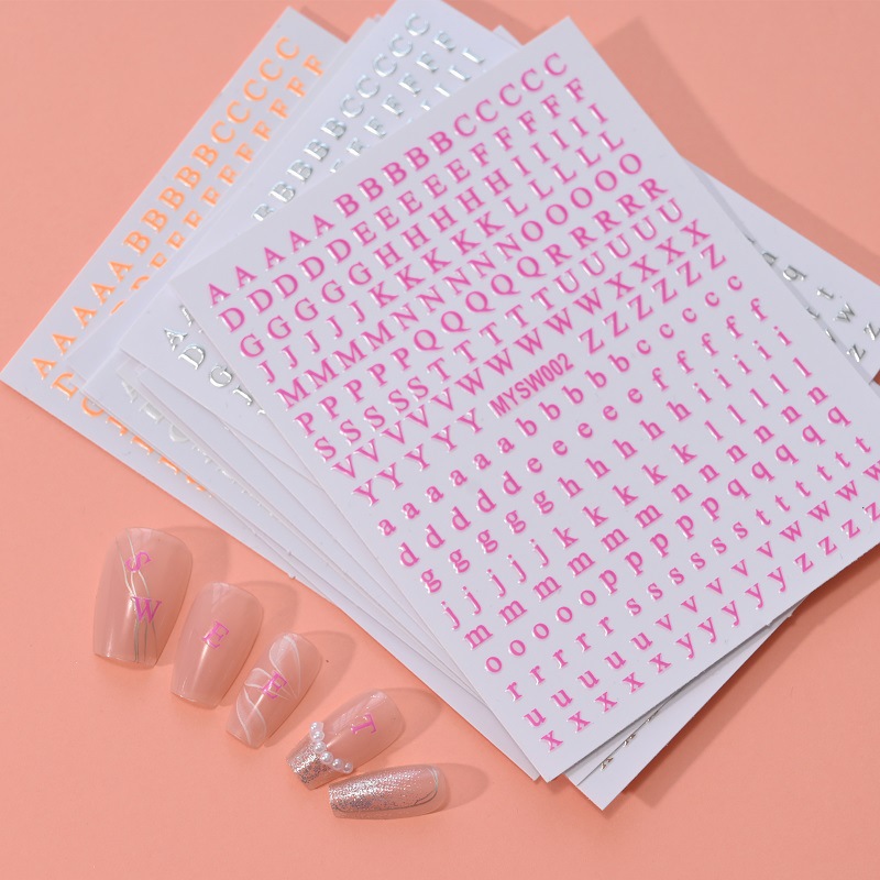 Overseas best-selling 12-color letter nail stickers, English letter upper and lower case fluorescent nail stickers, DIY nail decoration pic 4