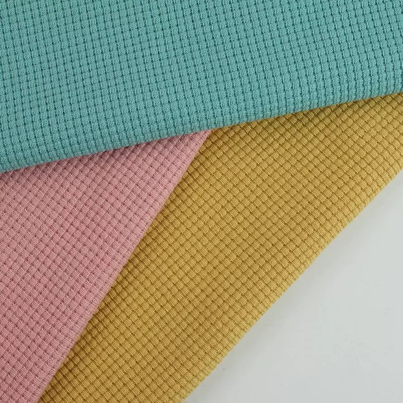 Waffle factory supplies textured knitted fabric spring and summer sweatshirts, wide-leg pants and casual sportswear in stock pic 3