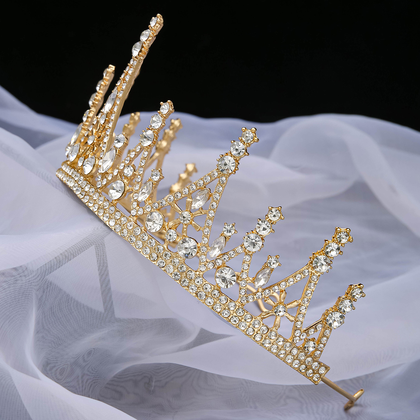 Nuevo estilo estilo coreano sen set atmósfera lujo vestido de novia accesorios mujer cristal diamante corona de pelo novia pic 12