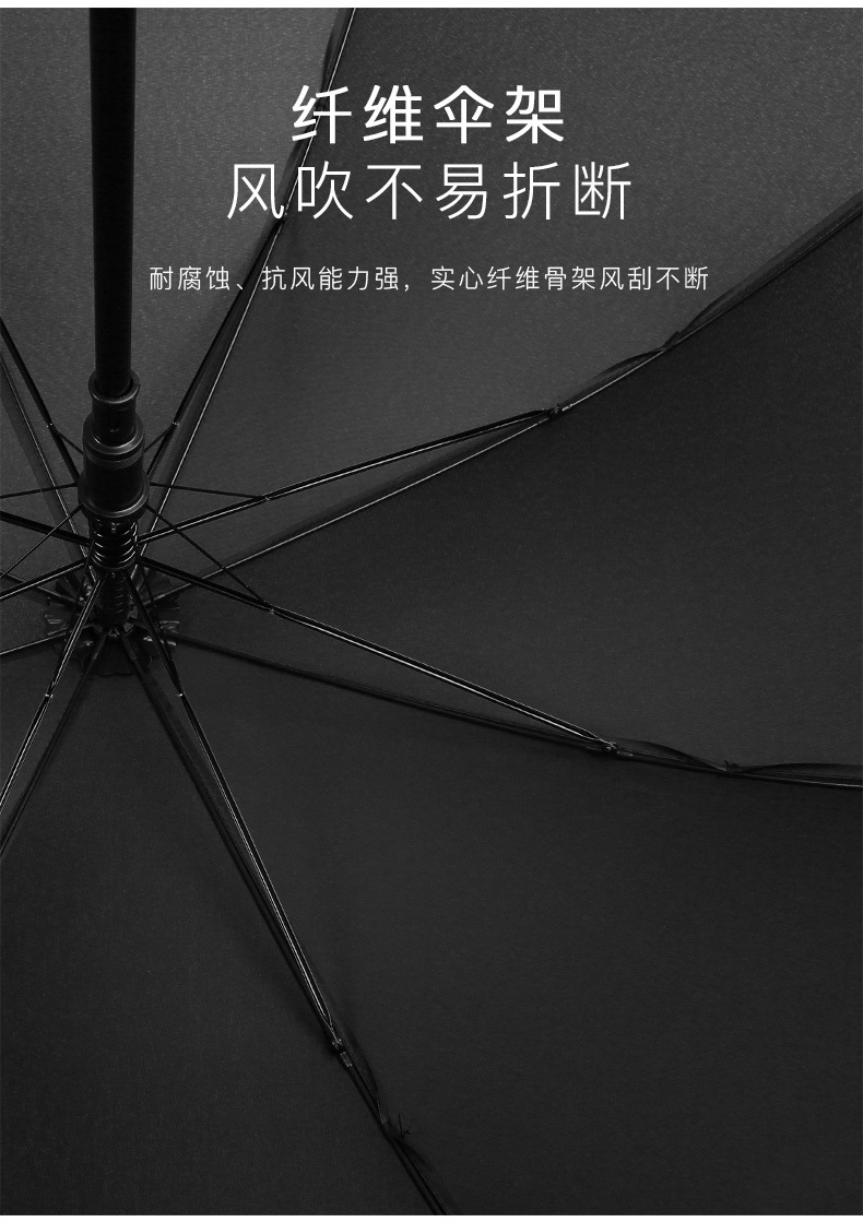 长柄伞23寸直杆玻纤自动雨伞大量批发定制logo广告商务伞弯把详情4