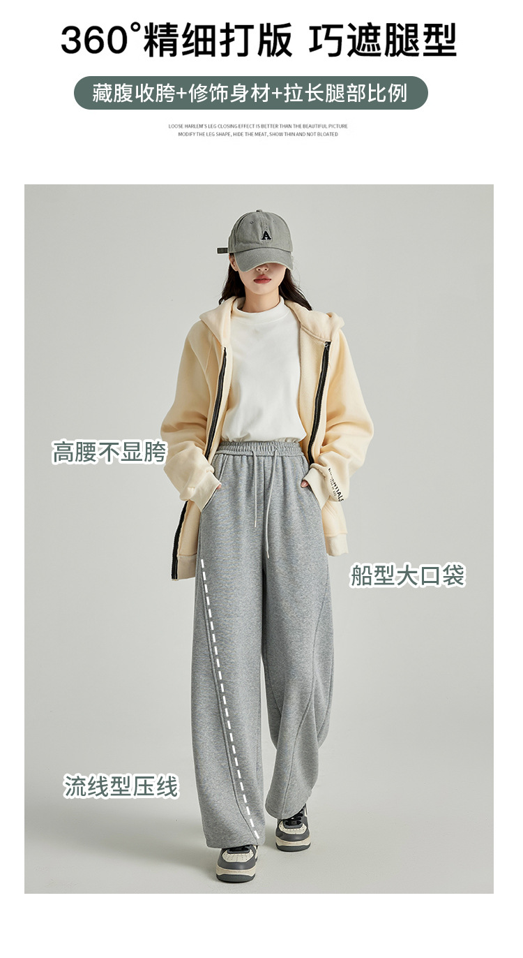 香蕉裤女阔腿裤卫裤加绒裤运动裤2025秋冬季直筒裤拖地裤女裤裤子详情5