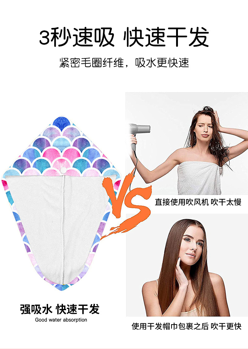 跨境亚马逊欧美印花干发帽超强吸水速干超细纤维包头巾干发巾浴帽详情3