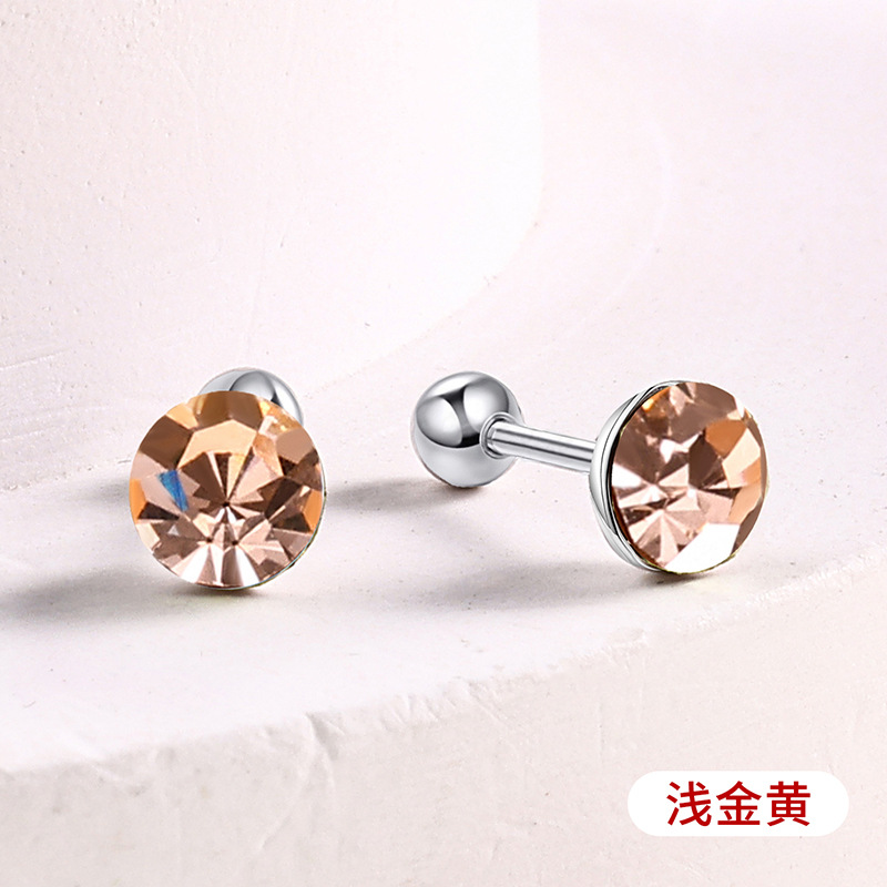 s925通体纯银爆闪施家华子耳钉彩色耳骨钉爆闪螺丝拧扣耳蜗钉耳饰详情23