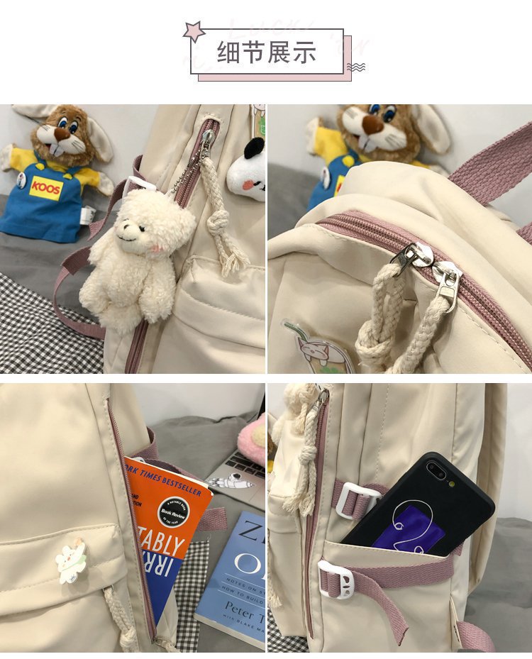2024新款书包女学生韩版高中初中生双肩包可爱大容量ins简约背包详情15
