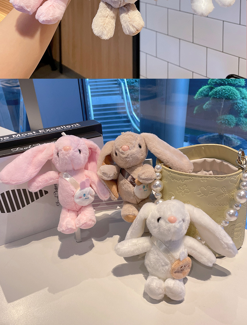 抖音兔子毛绒挂件抓机娃娃批发卡通钥匙扣地摊玩偶毛绒公仔玩具详情2