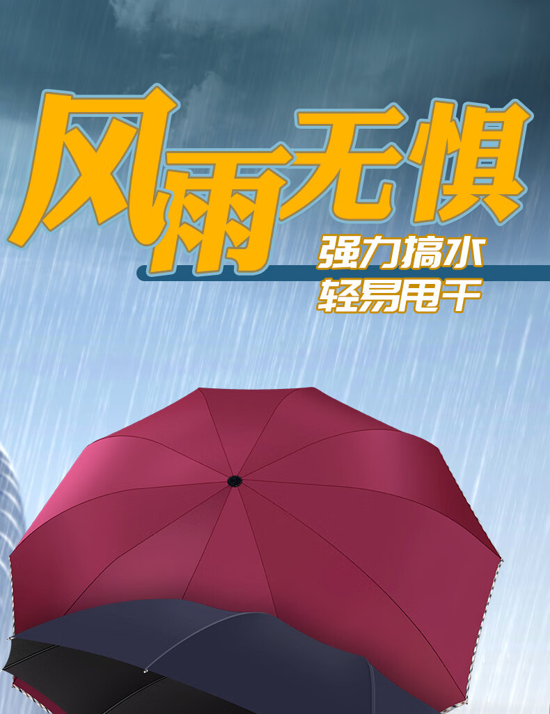 天堂雨伞大号紫外线折叠超大双人加固太阳伞防晒男女两用晴雨黑胶详情1