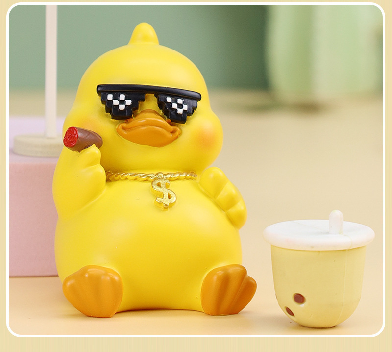 momo鸭盲盒公仔创意潮玩网红可爱卡通小鸭树脂桌面小摆件生日礼物详情12