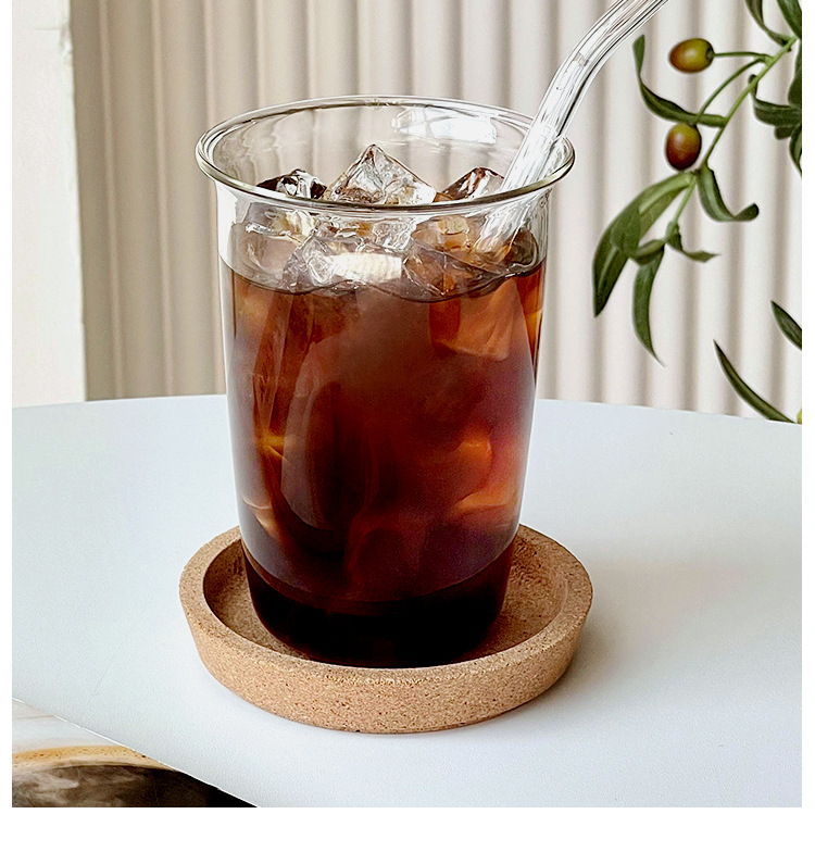 Creative single-layer cup without handle, latte, iced Americano, simple and transparent, household reverse mouth, high-temperature resistant glass cup pic 9
