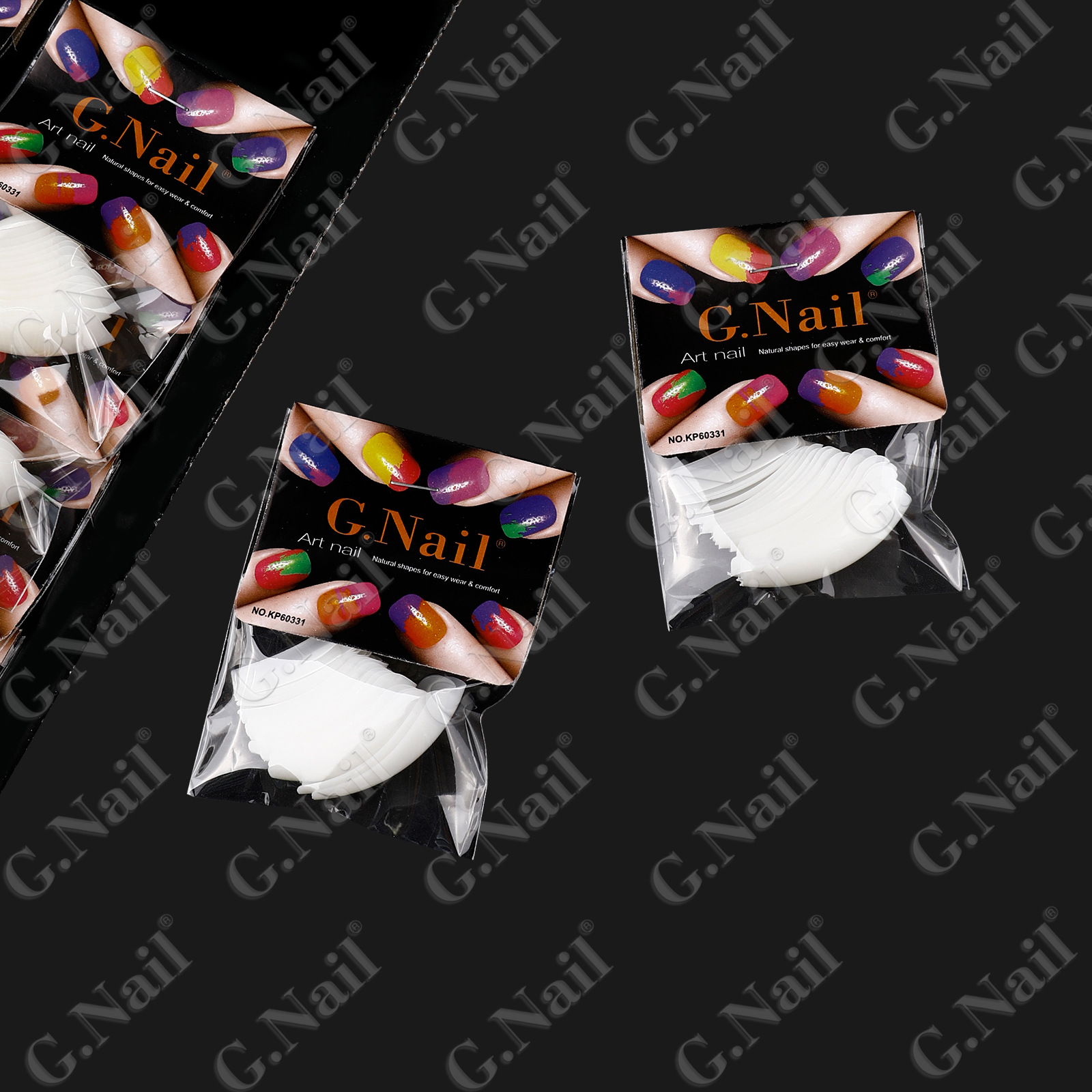 Gnail正品24包卡装美甲甲片自然色白色穿戴甲欧美假指甲甲片批发详情4