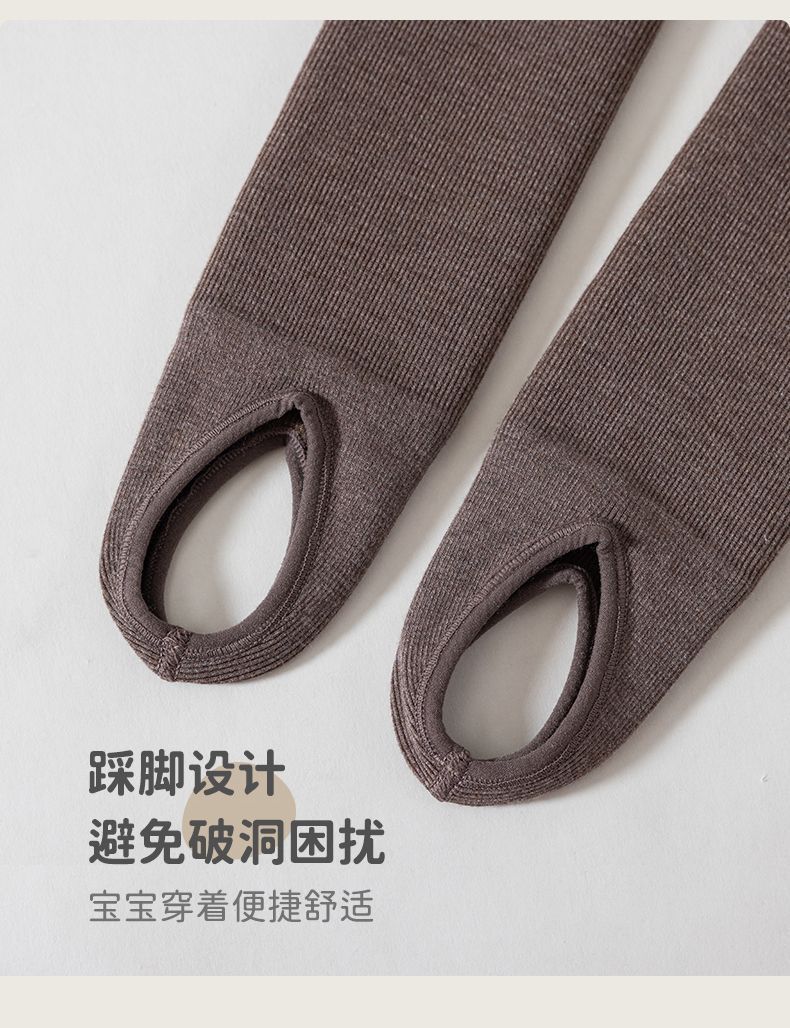 女童打底裤秋冬加绒加厚儿童保暖裤 竖条纹一体绒九分连裤袜批发详情11