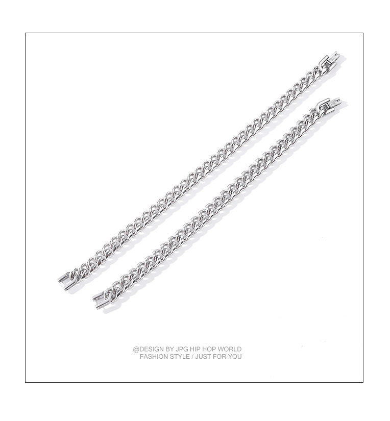 Titanium steel bracelet for men, Cuban light luxury jewelry, Instagram niche design for women, couple style, student trendy brand bracelet pic 10